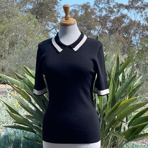 GREY by Jason Wu Black Knit Polo Shirt